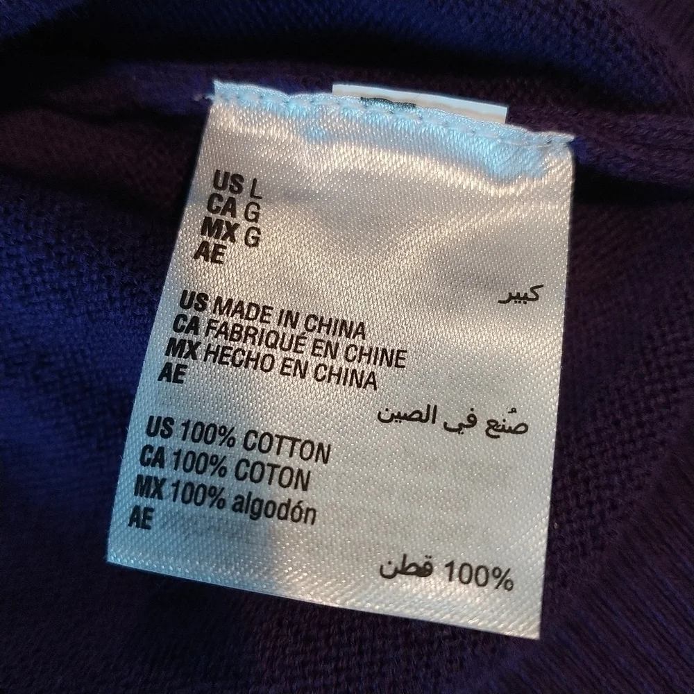 Karen Scott Classic Purple Cotton Pullover V Neck Sweater Top L - Picture 6 of 9